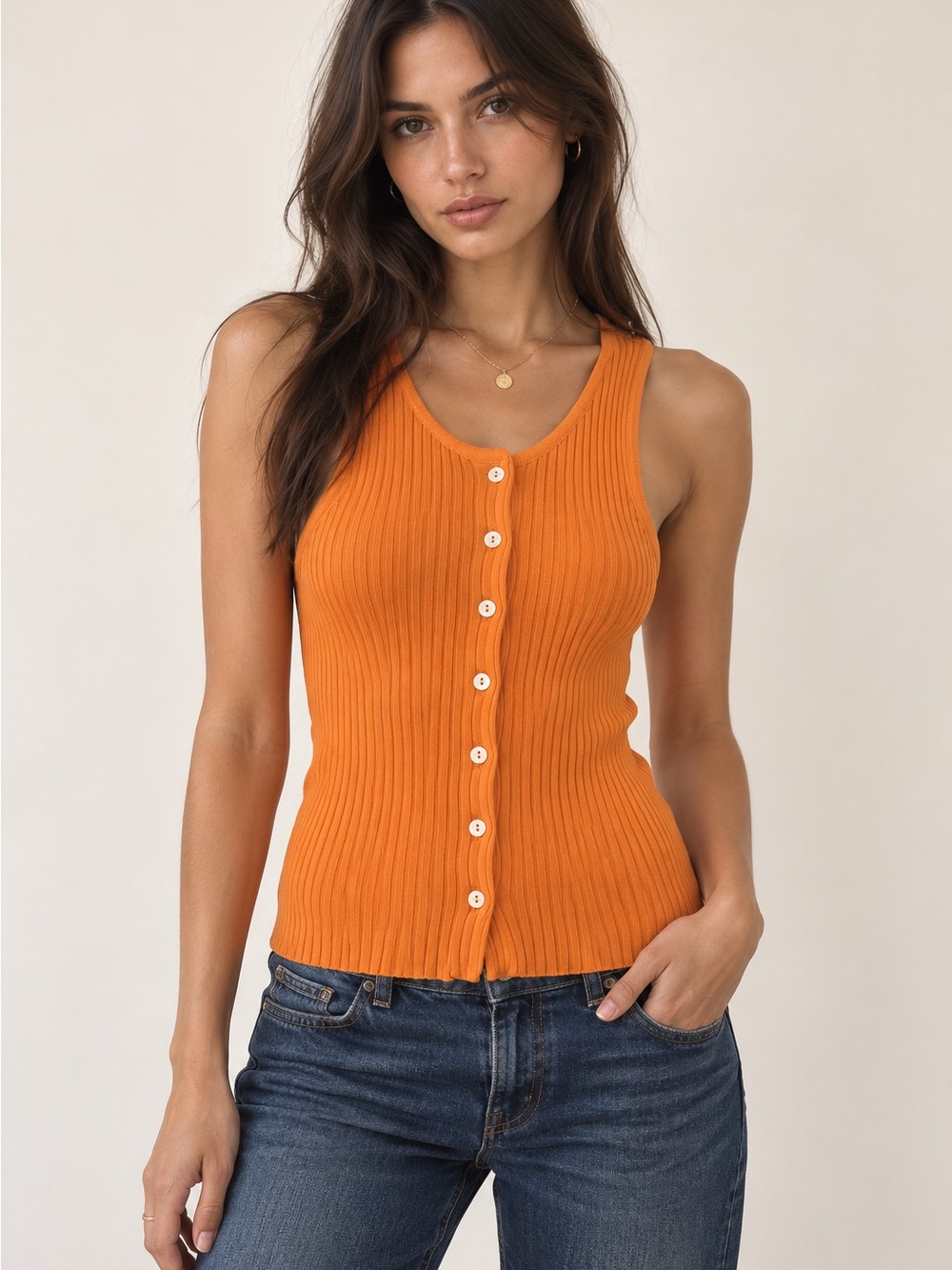 Zara (slinky) orange button up